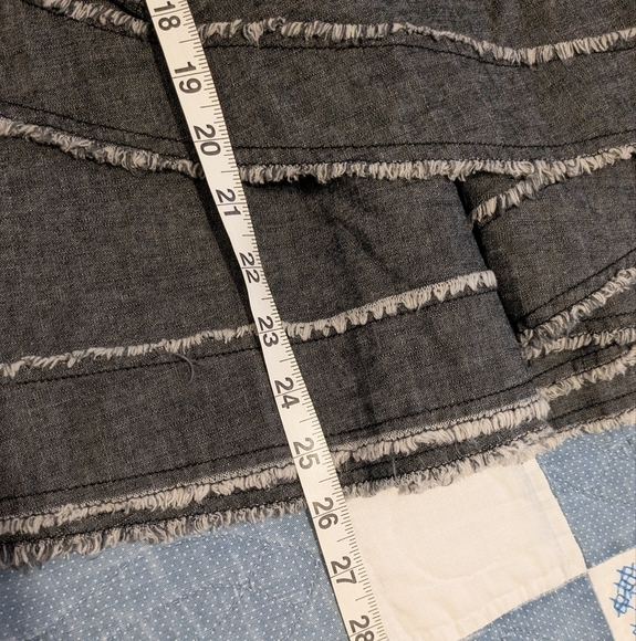 Funky Cool Y2K Denim Wrap Skirt Gray M S Fray Hem Midi A Line Circle Skirt Grey - Picture 4 of 10